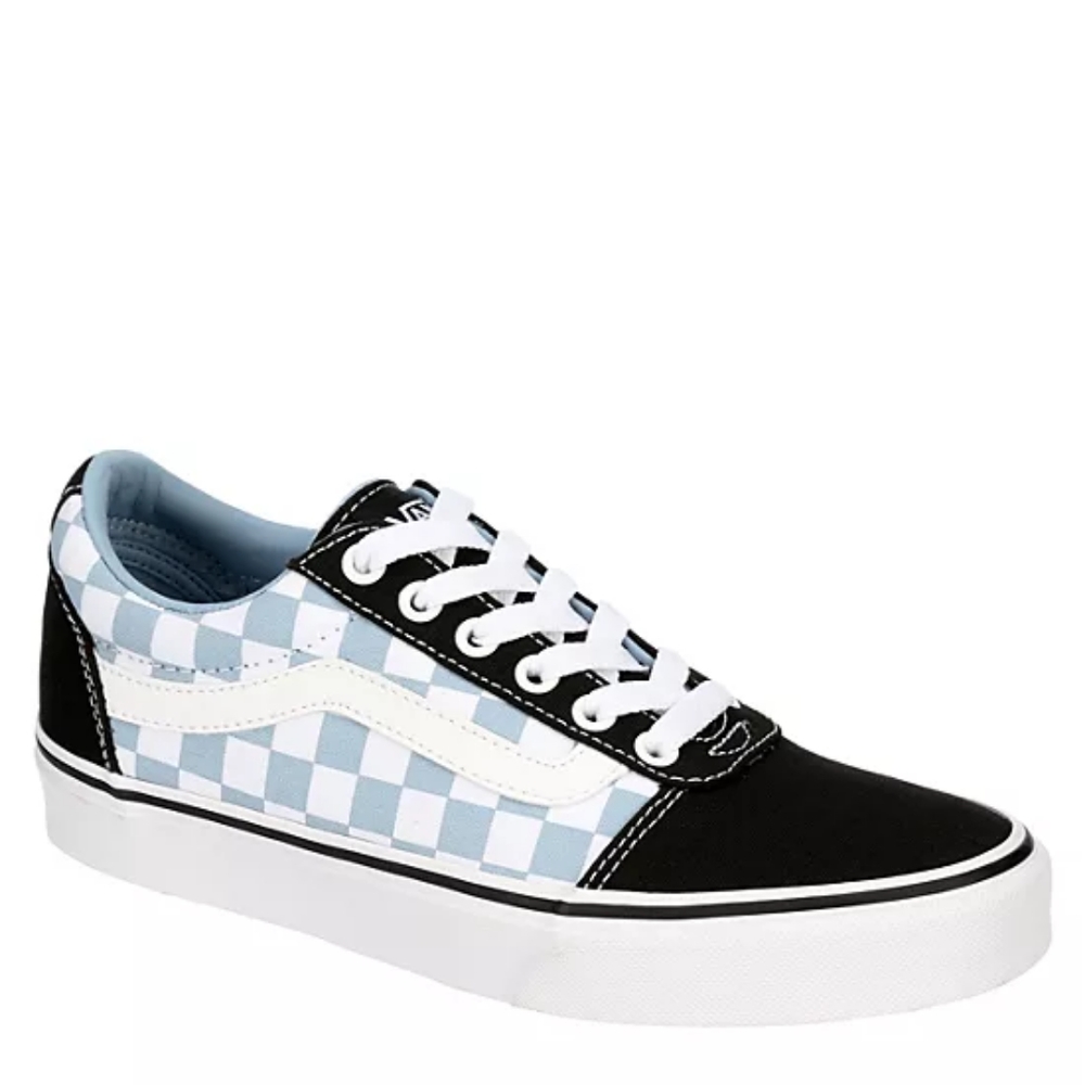 Vans blue and white checkered lace up shoes